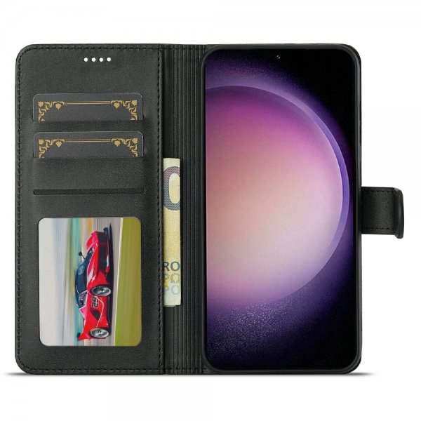 Lc.Imeeke Samsung Galaxy S25 Plus -suojakotelo korttipaikalla ja jalustatoiminnolla, musta
