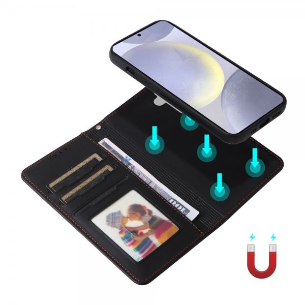 Betopnice Samsung Galaxy S25 Plus -kotelo irrotettavalla kuorella 005 Musta