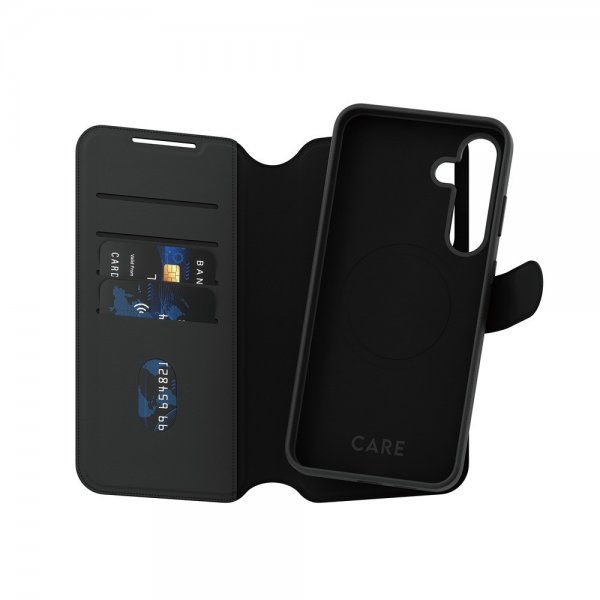 CARE by PanzerGlass Samsung Galaxy S25 Plus -kotelo Tango Two-in-One Wallet MagSafe musta