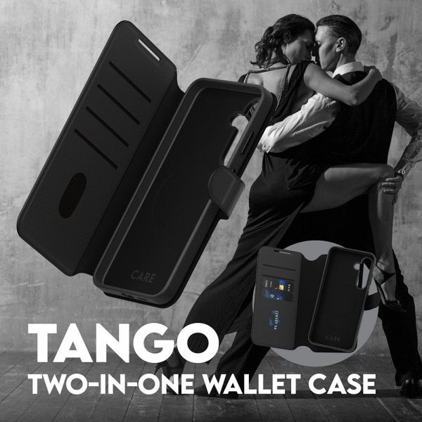 CARE by PanzerGlass Samsung Galaxy S25 Plus -kotelo Tango Two-in-One Wallet MagSafe musta
