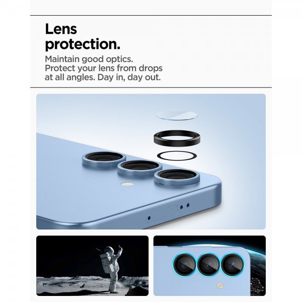 Spigen Samsung Galaxy S25 Plus kameranssuoja GLAS.tR EZ Fit Optik Pro 2-pack Musta