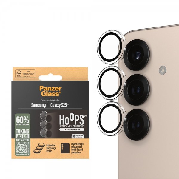 PanzerGlass Samsung Galaxy S25 Plus -kameran suojalasi Hoops, läpinäkyvä