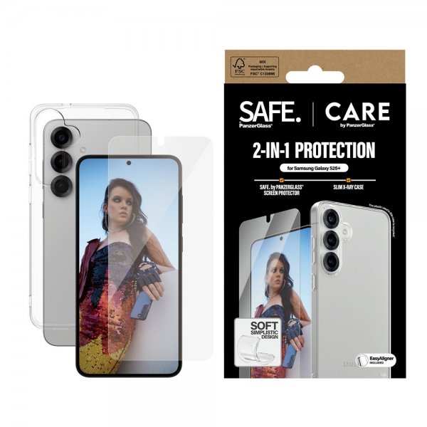 CARE by PanzerGlass Samsung Galaxy S25 Plus -kuori ja näytönsuoja, Fashion 2-in-1 -paketti