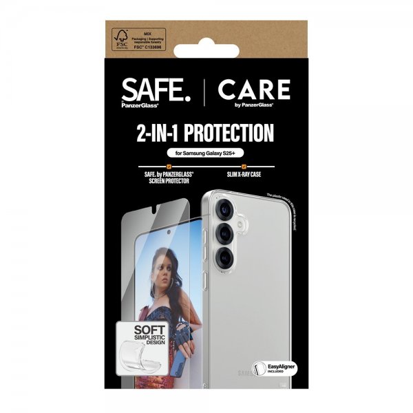 CARE by PanzerGlass Samsung Galaxy S25 Plus -kuori ja näytönsuoja, Fashion 2-in-1 -paketti