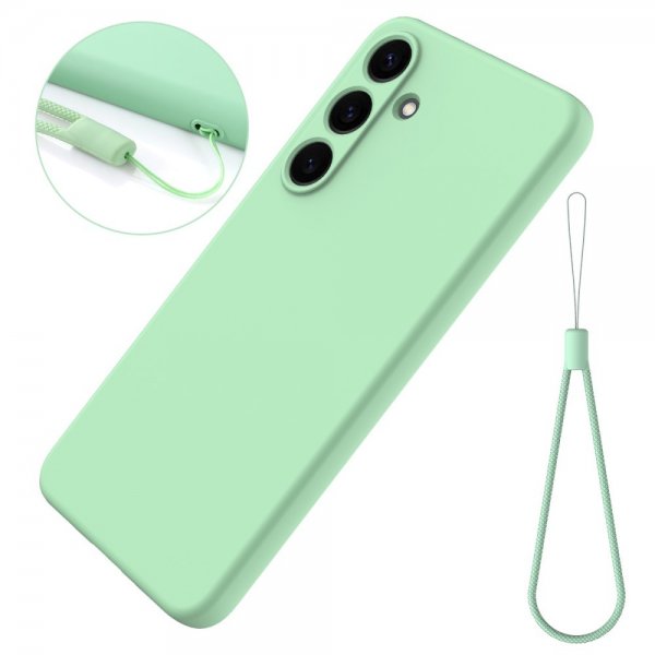 Samsung Galaxy S25 -suojakuori hihnalla, silikonia, vihreä