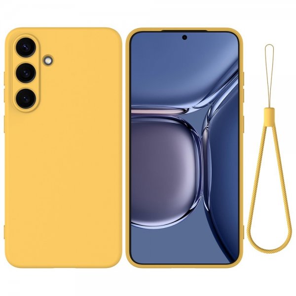 Samsung Galaxy S25 Kuori Hihnalla Silikoni Keltainen