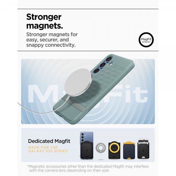 Spigen Samsung Galaxy S25 -suojakuori Parallax MagFit Sage Green