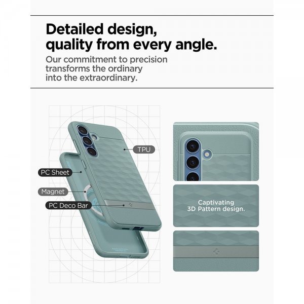 Spigen Samsung Galaxy S25 -suojakuori Parallax MagFit Sage Green