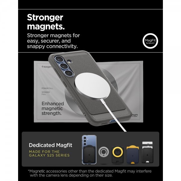 Spigen Samsung Galaxy S25 -kuori, Rugged Armor MagFit, Marble Gray