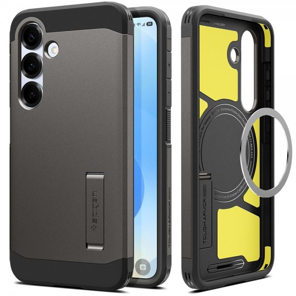 Spigen Samsung Galaxy S25 -suojakuori Tough Armor MagFit Gunmetal