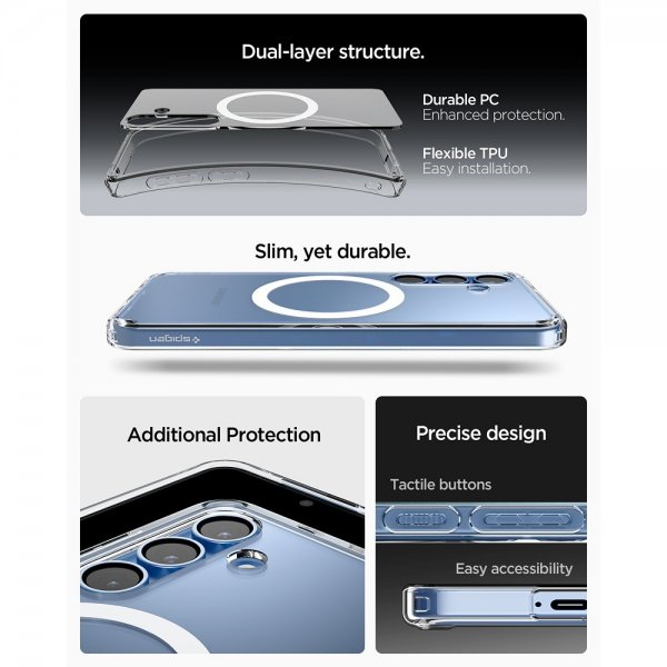 Spigen Samsung Galaxy S25 -suojakuori Ultra Hybrid MagFit kirkas valkoinen