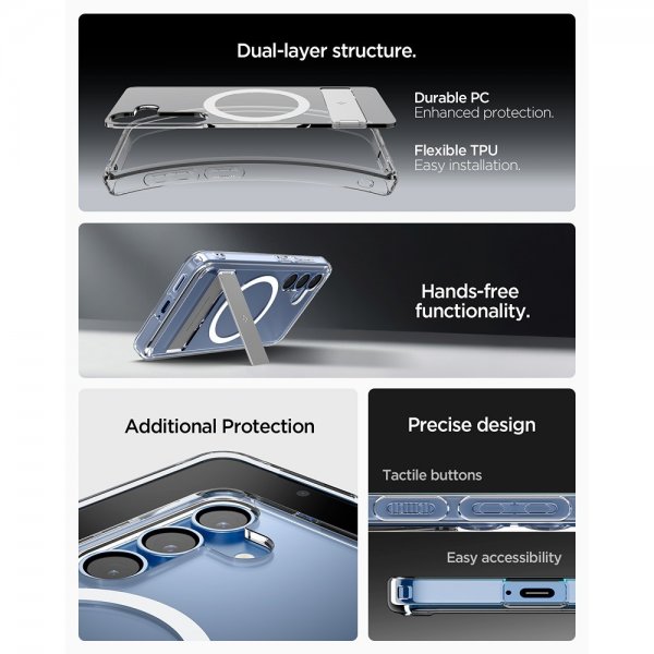 Spigen Samsung Galaxy S25 -kuori Ultra Hybrid S MagFit Clear White
