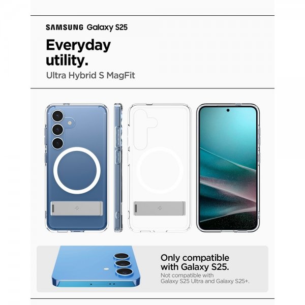 Spigen Samsung Galaxy S25 -kuori Ultra Hybrid S MagFit Clear White