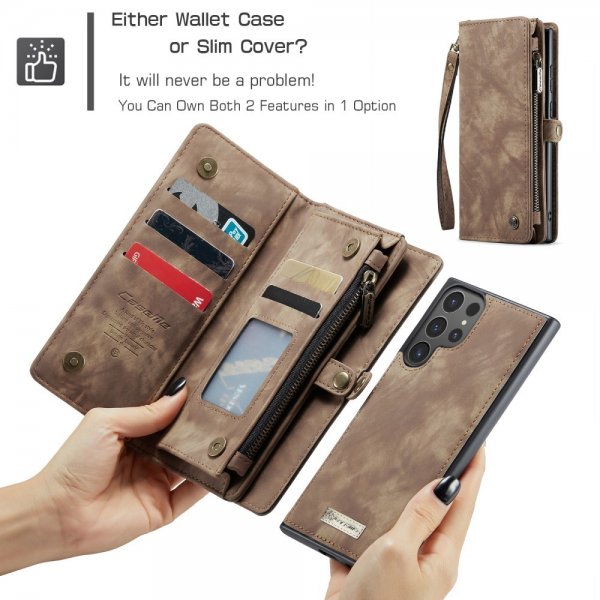 CaseMe Samsung Galaxy S25 Ultra Kotelo 008 Series Irrotettava Kuori Ruskea