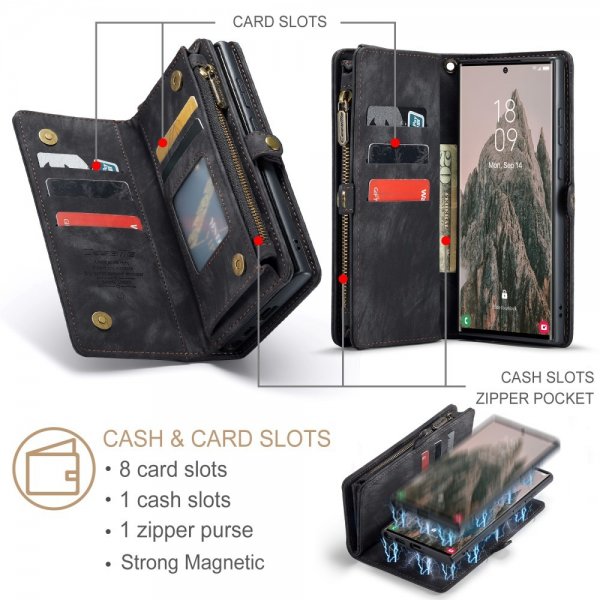 CaseMe Samsung Galaxy S25 Ultra Kotelo 008 Series Irrotettava Kuori Musta