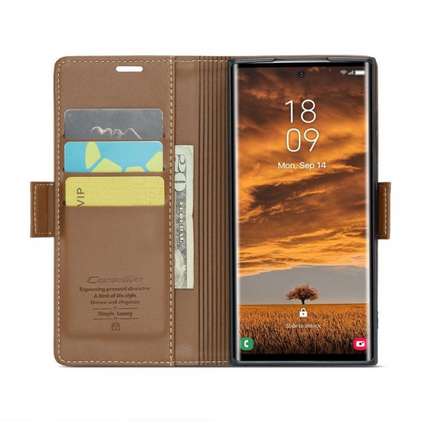 CaseMe Samsung Galaxy S25 Ultra Kotelo 023 Series Ruskea