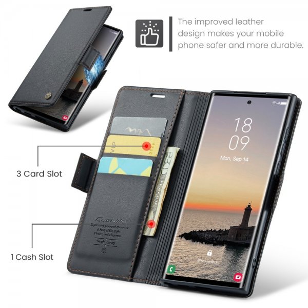CaseMe Samsung Galaxy S25 Ultra Kotelo 023 Series Musta