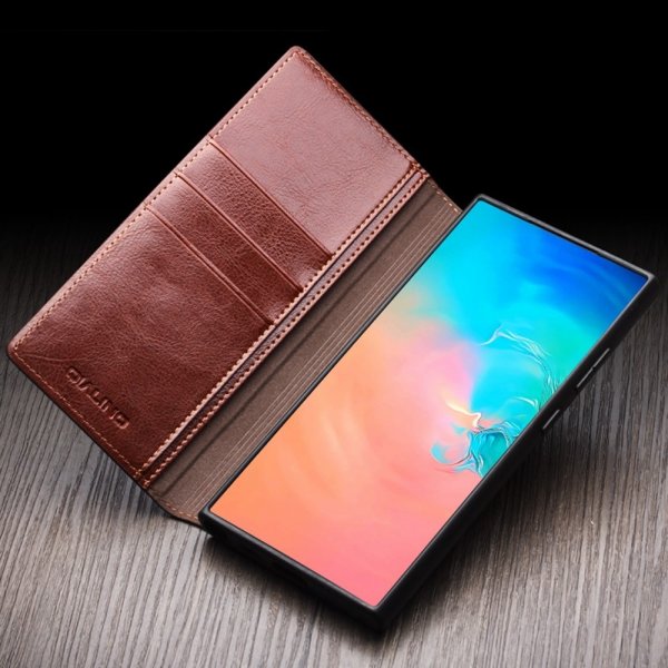 Qialino Samsung Galaxy S25 Ultra -kotelo, aitoa nahkaa, musta