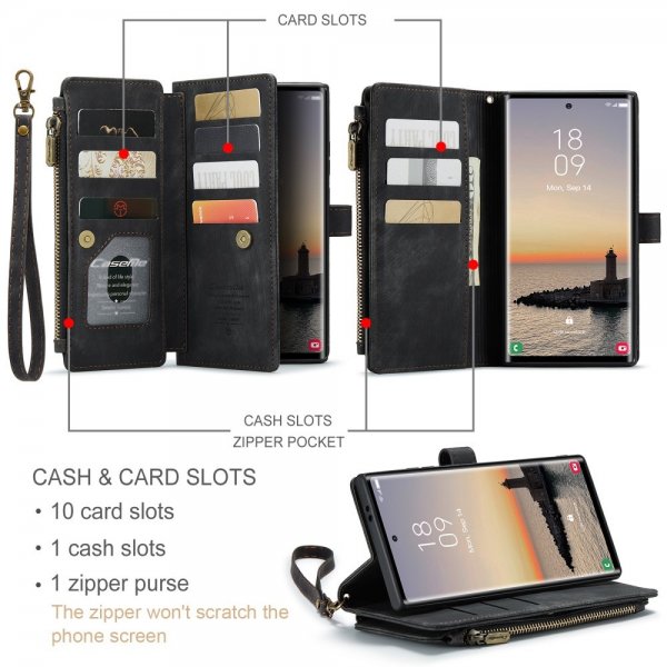 CaseMe Samsung Galaxy S25 Ultra C30 Series -suojakotelo, musta