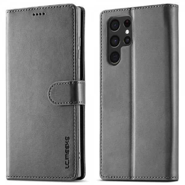 Lc.Imeeke Samsung Galaxy S25 Ultra -kotelo korttipaikalla ja jalustatoiminnolla, harmaa