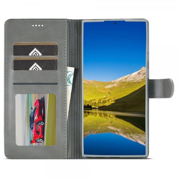 Lc.Imeeke Samsung Galaxy S25 Ultra -kotelo korttipaikalla ja jalustatoiminnolla, harmaa
