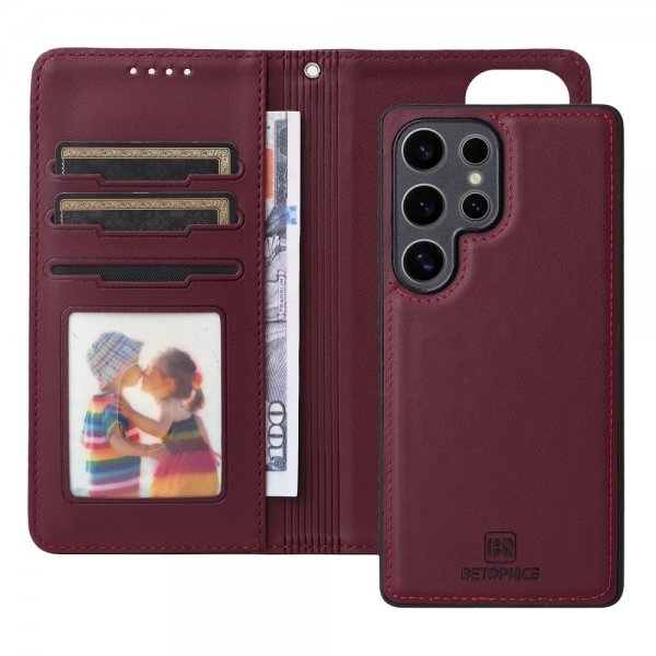 Betopnice Samsung Galaxy S25 Ultra Kotelo irrotettavalla kuorella 005 Punainen