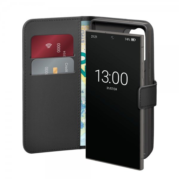 Puro Samsung Galaxy S25 Ultra Kotelo Lompakko Jalusta Musta