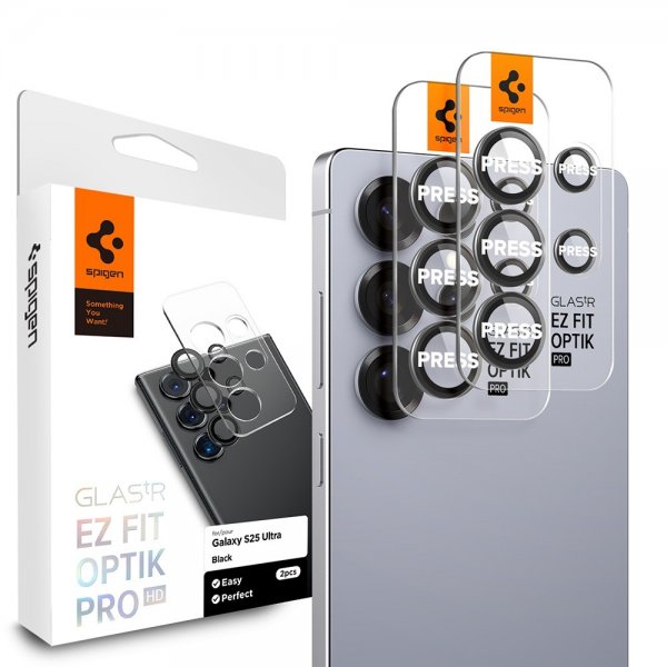 Spigen Samsung Galaxy S25 Ultra Kameran suojaus GLAS.tR EZ Fit Optik Pro 2-pakkaus Musta