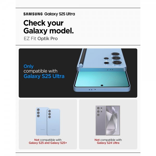 Spigen Samsung Galaxy S25 Ultra Kameran suojaus GLAS.tR EZ Fit Optik Pro 2-pakkaus Musta