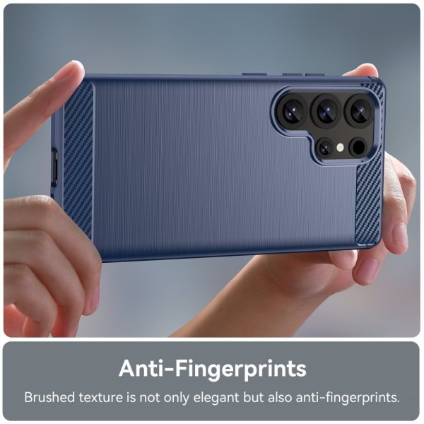 Samsung Galaxy S25 Ultra Kuoret Harjattu Hiilikuitukuvio Sininen
