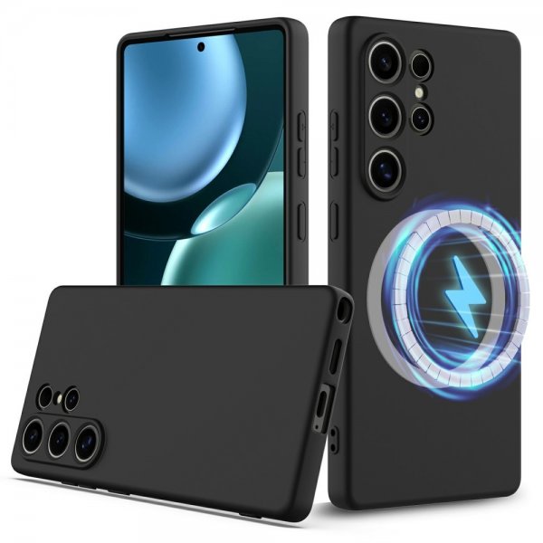 Samsung Galaxy S25 Ultra Kuori hihnalla Silikoni MagSafe Musta