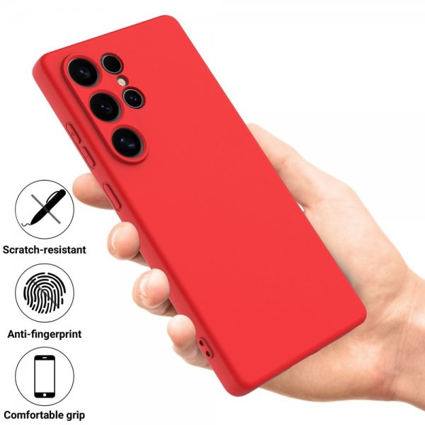 Samsung Galaxy S25 Ultra Silikoninen kuori hihnalla, punainen