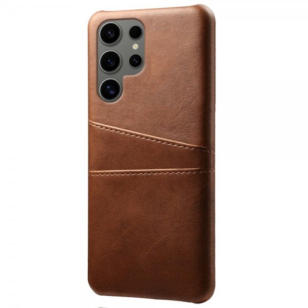 Samsung Galaxy S25 Ultra Kuori, jossa kaksi korttipaikkaa, tummanruskea