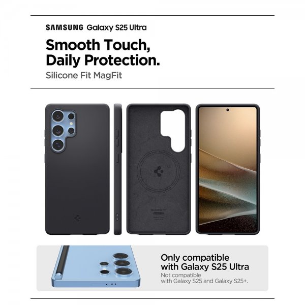 Spigen Samsung Galaxy S25 Ultra Kuori Silicone Fit MagFit Musta