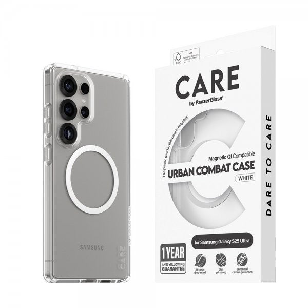 CARE by PanzerGlass Samsung Galaxy S25 Ultra Urban Combat MagSafe -suojakuori, valkoinen