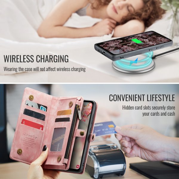 CaseMe Samsung Galaxy S26 -kotelo 008-sarja, irrotettava kuori, vaaleanpunainen