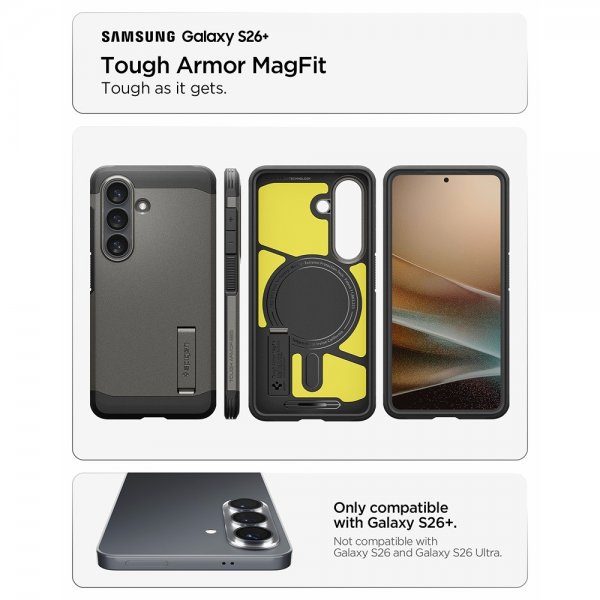 Spigen Samsung Galaxy S26 Plus Suojakuori Tough Armor MagFit Gunmetal
