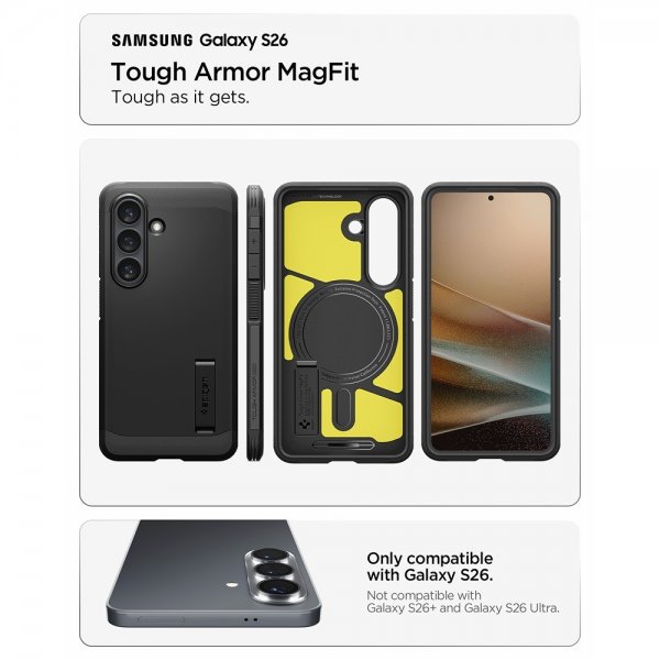 Spigen Samsung Galaxy S26 -suojakuori Tough Armor MagFit, musta
