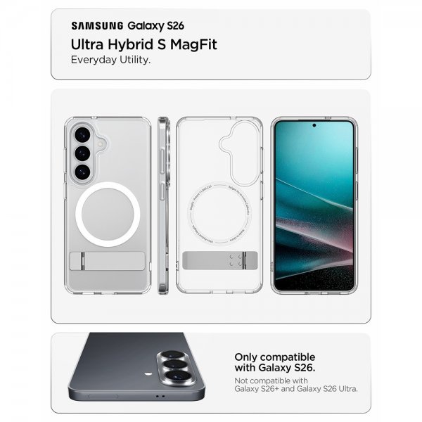 Spigen Samsung Galaxy S26 Kuori Ultra Hybrid S MagFit Clear White