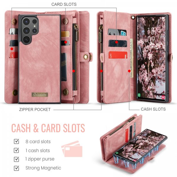 CaseMe Samsung Galaxy S26 Ultra -kotelo 008 Series, irrotettava kuori, vaaleanpunainen