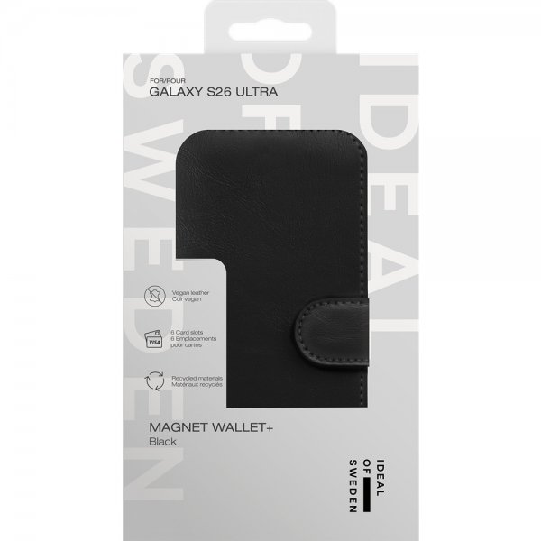 Ideal of Sweden Samsung Galaxy S26 Ultra -kotelo Magnet Wallet+ Musta