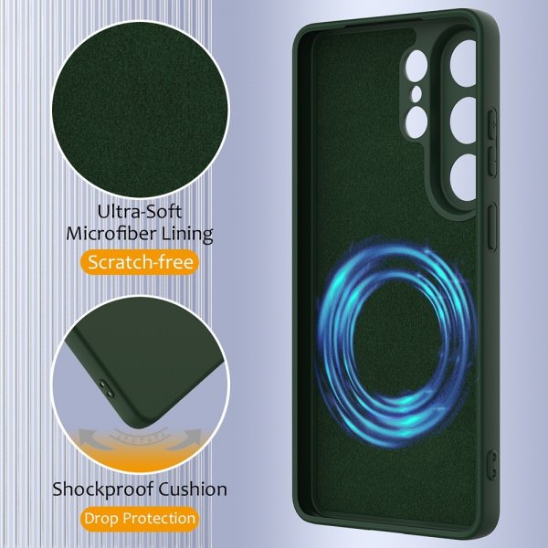 Samsung Galaxy S26 Ultra -kuori hihnalla Silikoni MagSafe Tummanvihreä