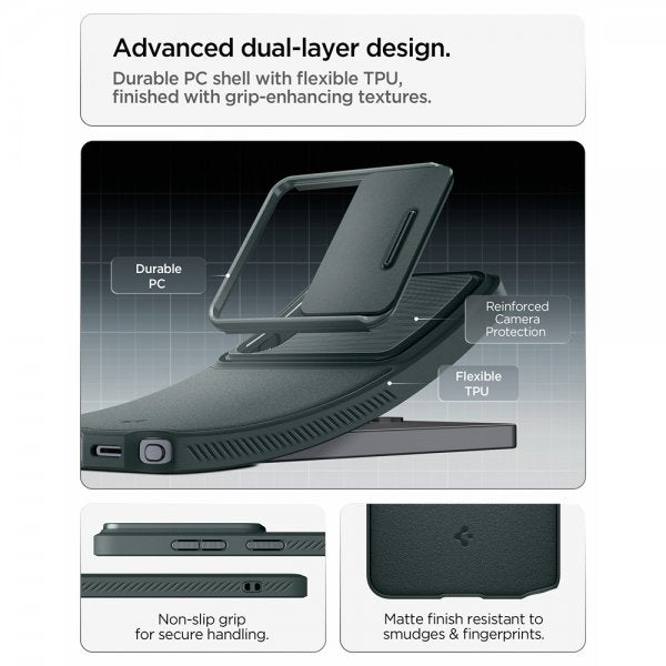 Spigen Samsung Galaxy S26 Ultra Optik Armor Abyss Green -suojakuori