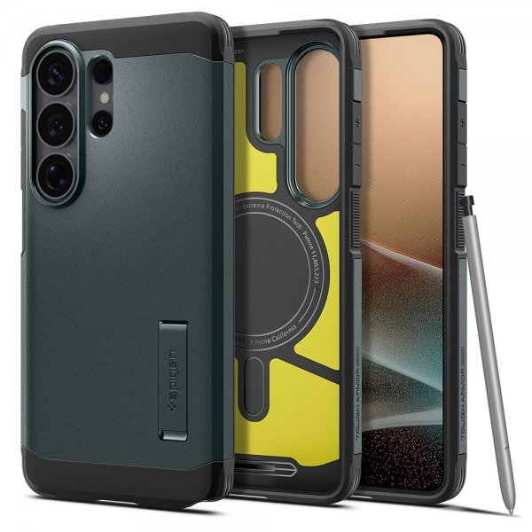 Spigen Samsung Galaxy S26 Ultra -suojakuori Tough Armor MagFit Abyss Green