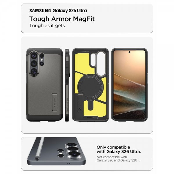 Spigen Samsung Galaxy S26 Ultra Kuori Tough Armor MagFit Gunmetal
