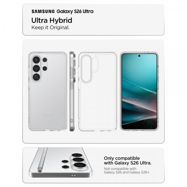Spigen Samsung Galaxy S26 Ultra Kuori Ultra Hybrid Crystal Clear