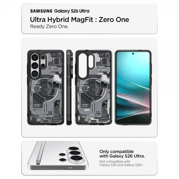 Spigen Samsung Galaxy S26 Ultra -suojakuori Ultra Hybrid MagFit Zero One Musta