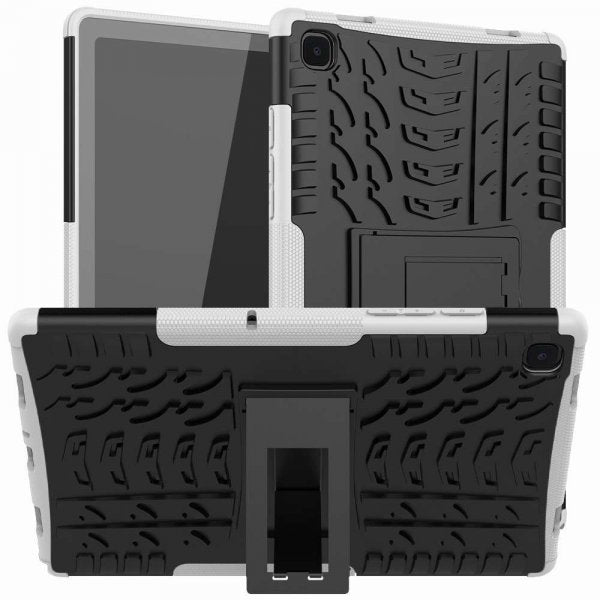 Samsung Galaxy Tab A7 Suojakotelo Rengaskuvio Jalustatoiminnolla Valkoinen