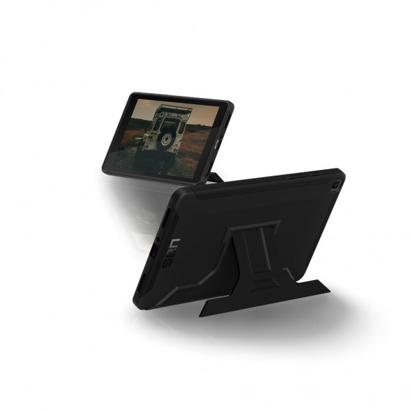 Urban Armor Gear (UAG) Samsung Galaxy Tab A8 Scout Cover -suojakotelo käsihihnalla ja jalustalla, musta