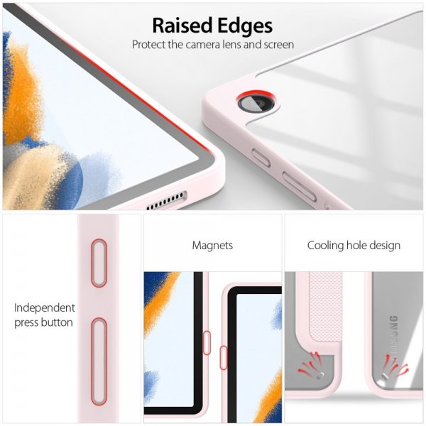 Dux Ducis Samsung Galaxy Tab A9 -kotelo, TOBY Series, vaaleanpunainen